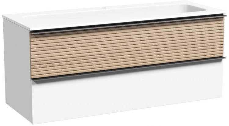 Тумба подвесная SANCOS под раковину Delta, Дуб светлый/белый 1195х445х500, DL120W