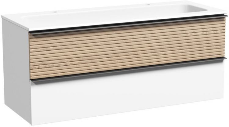 Тумба подвесная SANCOS под раковину Delta, Дуб светлый/белый 1195х445х500, DL120W