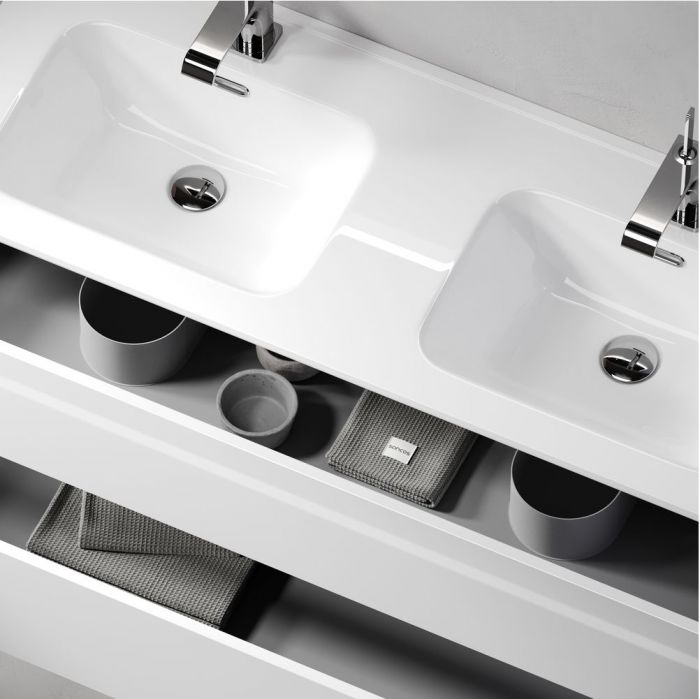 Тумба подвесная SANCOS под раковину Urban белый глянец, 1190х450х550, UR120-2W