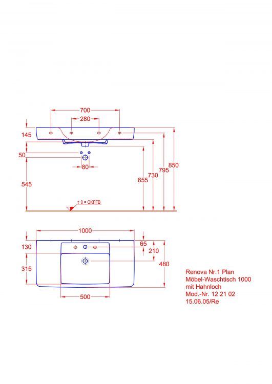 Раковина Keramag Renova Nr.1 Plan, 122102000