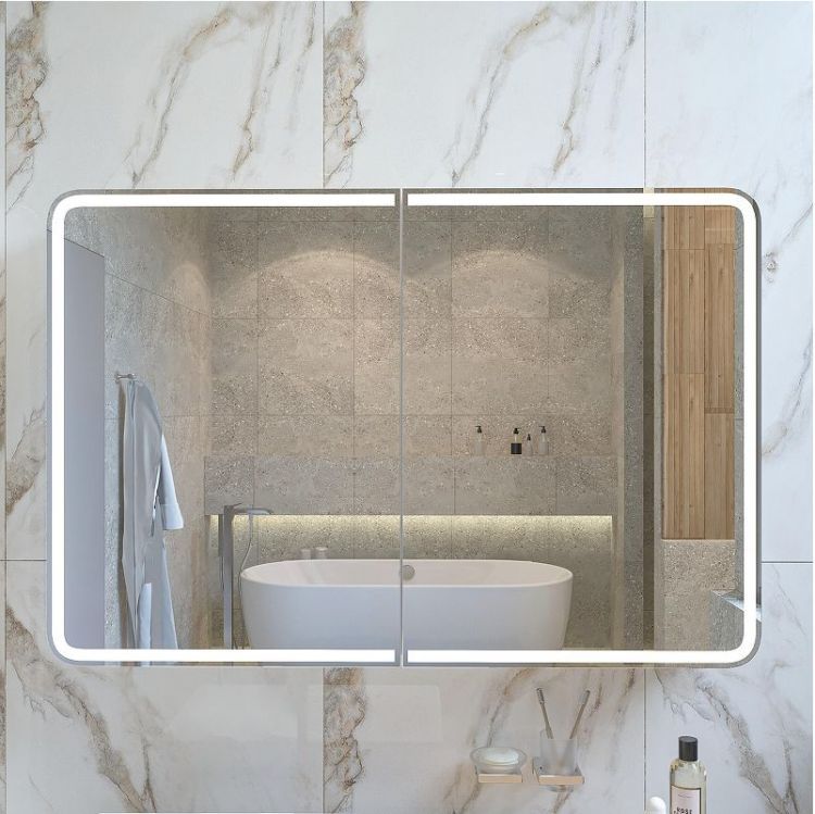 Зеркальный шкаф STWORKI Ольборг 120 МВК078 с подсветкой цвет Белый