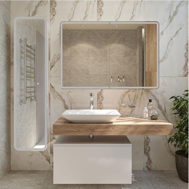 Зеркальный шкаф STWORKI Ольборг 120 МВК078 с подсветкой цвет Белый