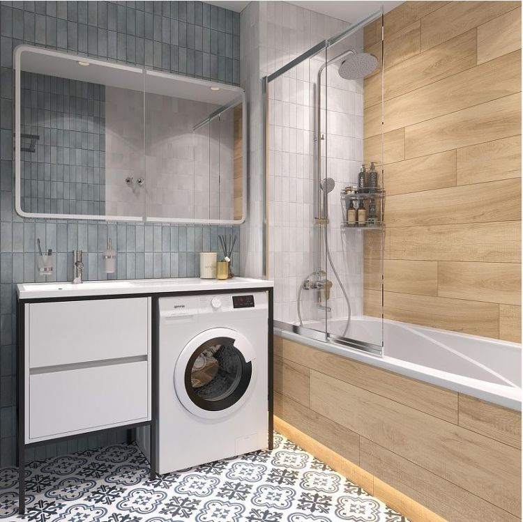 Зеркальный шкаф STWORKI Ольборг 120 МВК078 с подсветкой цвет Белый