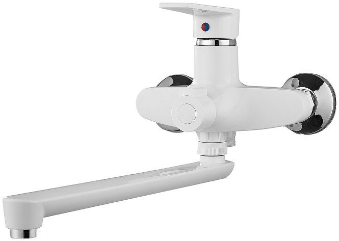 Смеситель для ванны Ростовская Мануфактура Сантехники PL6-006E универсальный Белый Хром