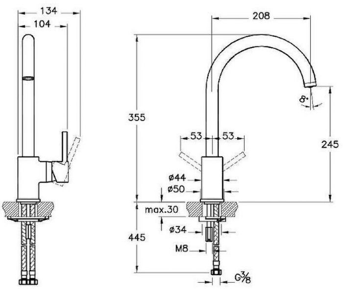 Смеситель для кухни Vitra Minimax S A42091EXP Хром