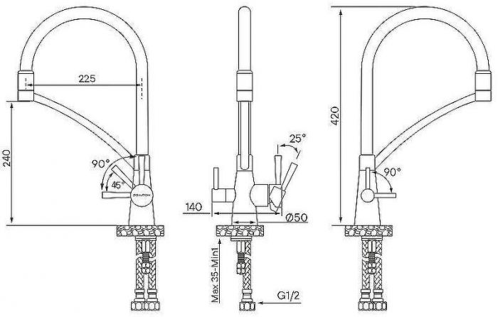 Смеситель для кухни Paulmark Siegen Si213111-BG Брашированное золото