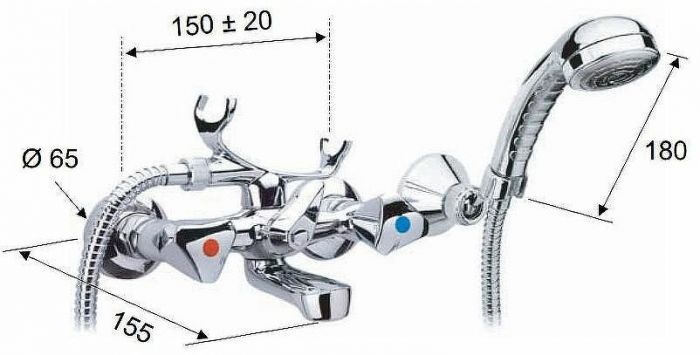 Смеситель для ванны Remer 1000-2000 02YG Хром