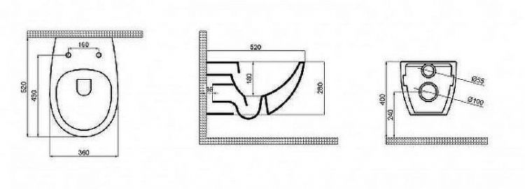 Унитаз Bettoserb King Line 40006474 подвесной без сиденья Унитаз Bettoserb King Line 40006474 подвесной без сиденья