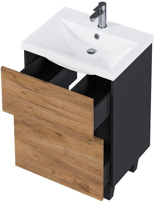 Тумба под раковину 1MarKa Aris 70Н Ц0000035781 цвет Антрацит Дуб крафт золотой Тумба под раковину 1MarKa Aris 70Н Ц0000035781 цвет Антрацит Дуб крафт золотой