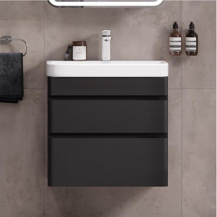 Тумба под раковину Equil Eltoro 70 tpELTR70.2Y-03 подвесная цвет Черный матовый