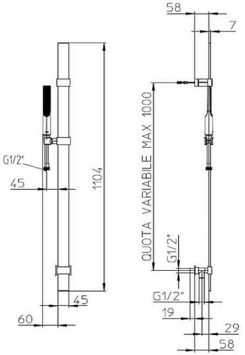 Душевой гарнитур Bossini Apice D48088.030 Хром