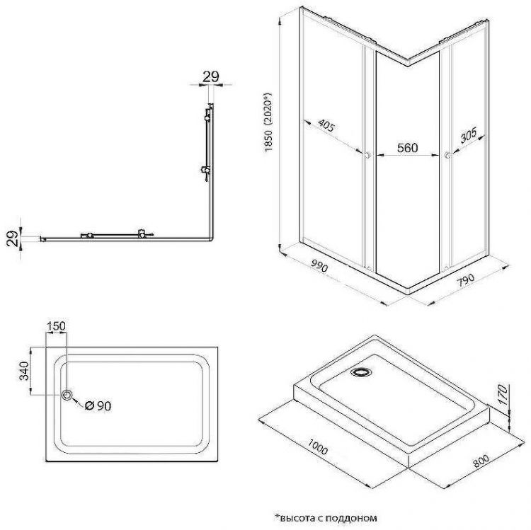 Душевой уголок Triton Вента-Хром 100х80 Щ0000049617 профиль Хром стекло прозрачное Душевой уголок Triton Вента-Хром 100х80 Щ0000049617 профиль Хром стекло прозрачное