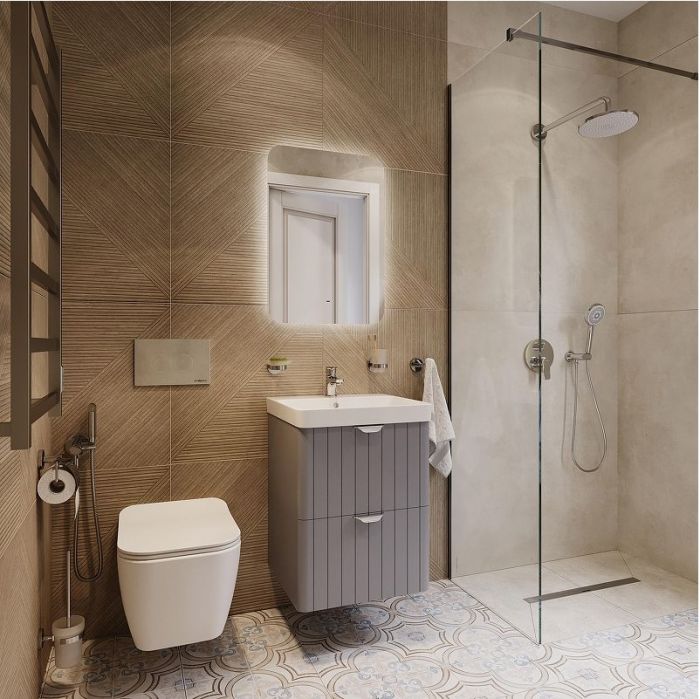 Комплект мебели для ванной STWORKI Ларвик 50 MV-622521 подвесной цвет Серый матовый