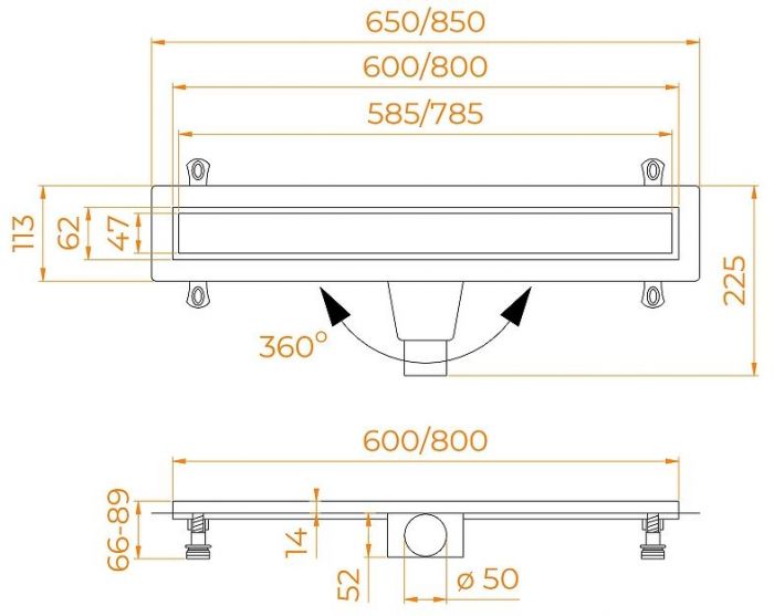 Душевой лоток RGW Drain Leo-21-40 60212140-01 с решеткой Хром / под плитку