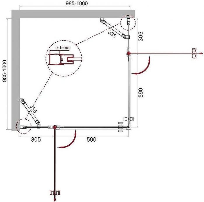 Душевой уголок BelBagno Etna 100х100 ETNA-A-22-100-C-Cr профиль Хром стекло прозрачное