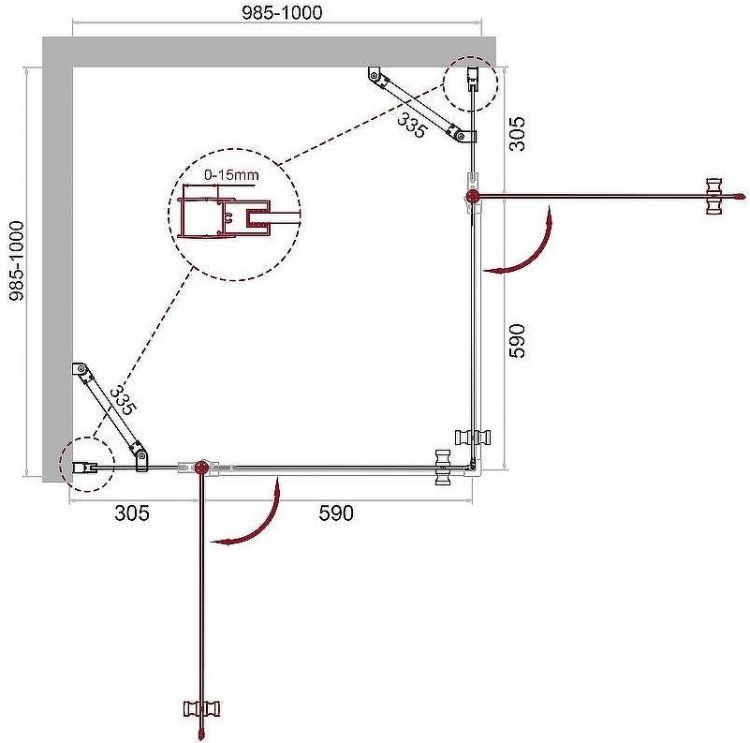 Душевой уголок BelBagno Etna 100х100 ETNA-A-22-100-C-Cr профиль Хром стекло прозрачное