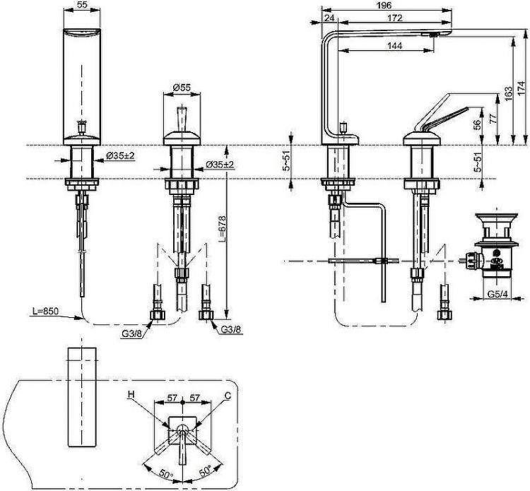 Смеситель для раковины Toto Neorest TLP02304R Хром