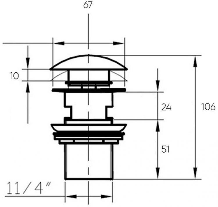 Донный клапан Bronze de Luxe 1001/1GR click-clack Светло-серый