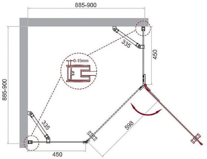Душевой уголок BelBagno Kraft 90х90 KRAFT-P-1-90-C-Cr-R профиль Хром стекло прозрачное