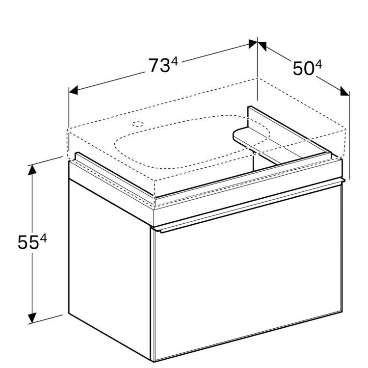 Тумба под раковину Geberit Citterio 73.4х55.4х50.4, темный дуб, черное стекло [500.557.JJ.1]