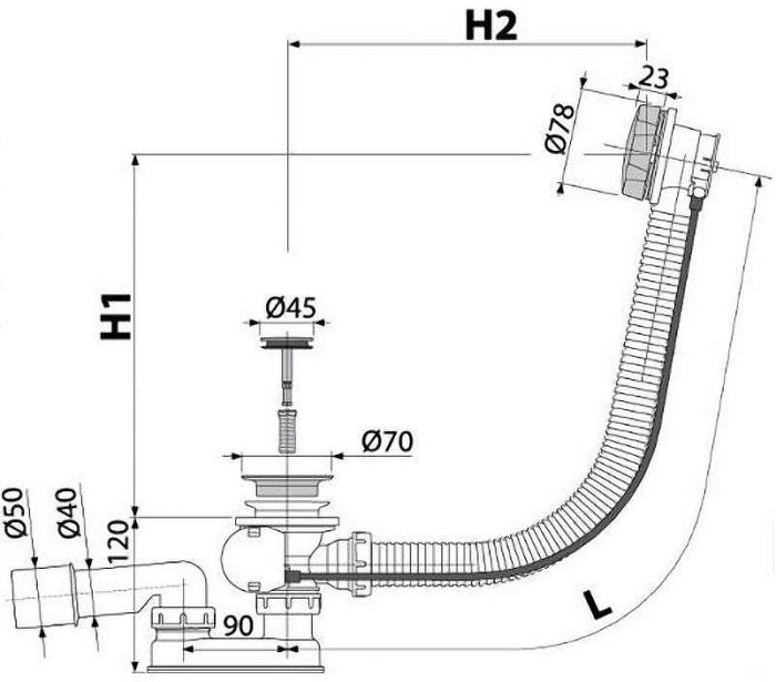 Слив-перелив Alcaplast A55ANTIC-120-RU-01 полуавтомат Бронза