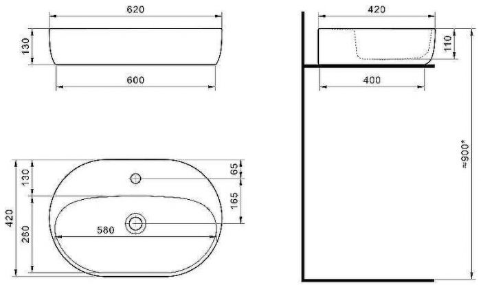 Раковина Aquaton Santek Одри Round 62 1WH501710 Белая