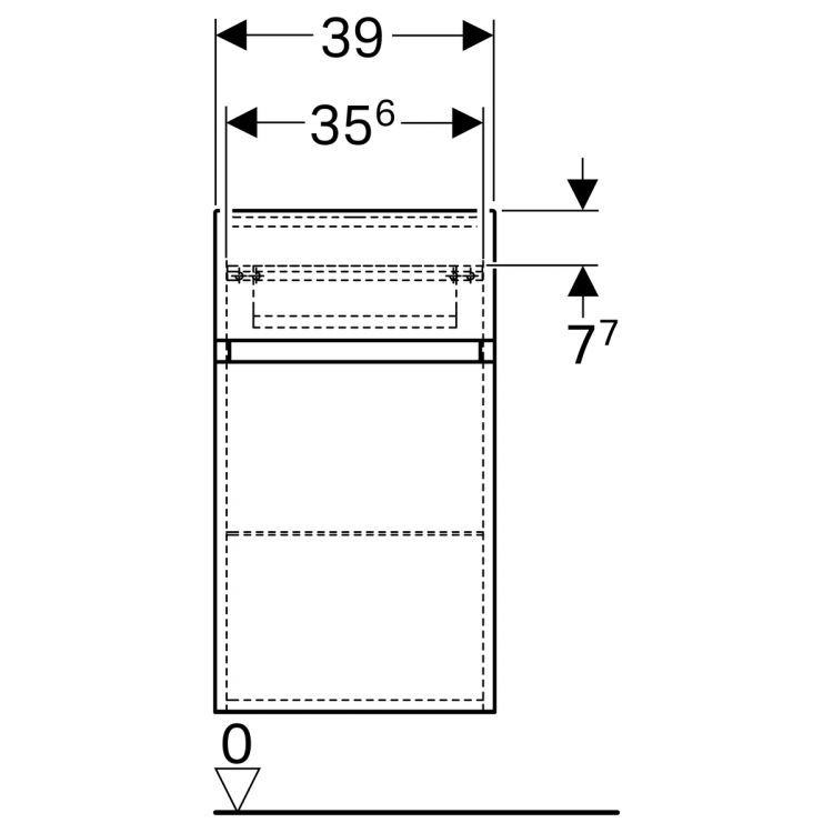 Тумба под раковину Geberit Renova Nr. 1 Plan с дверцей , 39x36, темно-серый матовый [869021000]