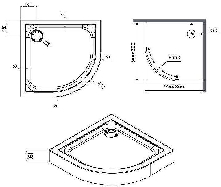 Акриловый поддон для душа AM.PM X-Joy 80x80 W88T-205-080W64 Белый