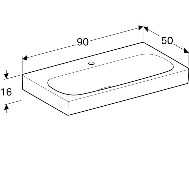 Раковина Geberit Citterio 90x50,  без отв. под перелив, с керамической сливной крышкой [500.547.01.1]