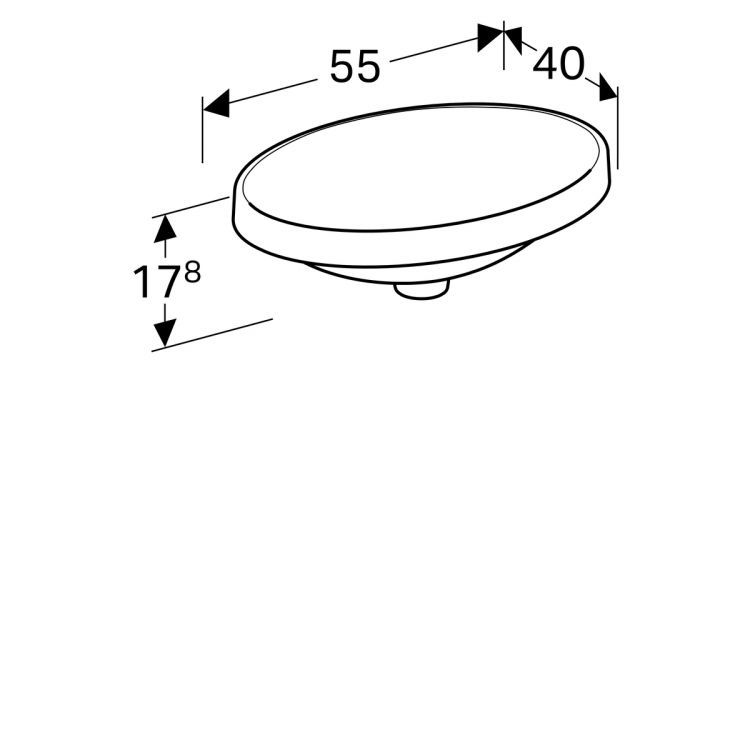 Раковина Geberit VariForm овальной формы, 55х40 см, без отв. под смеситель, без отв. перелива [500.718.01.2]