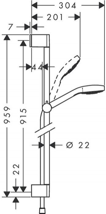 Hansgrohe Croma Select E 1j Uni Душевой гарнитур 95.9см., с ручным душем, цвет: хром