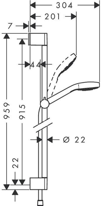Hansgrohe Croma Select E 1j Uni Душевой гарнитур 95.9см., с ручным душем, цвет: хром