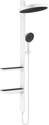 Hansgrohe Showerpipe Душевая система 1jet (верхний душ, штанга, ручной душ, полочки), цвет: белый матовый
