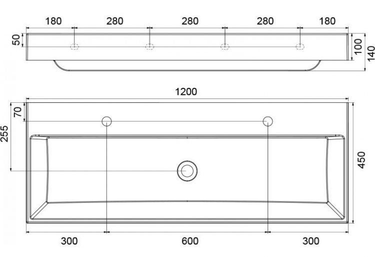 Раковина 120 см Ravak Natural Duo XJO01212000 Раковина 120 см Ravak Natural Duo XJO01212000