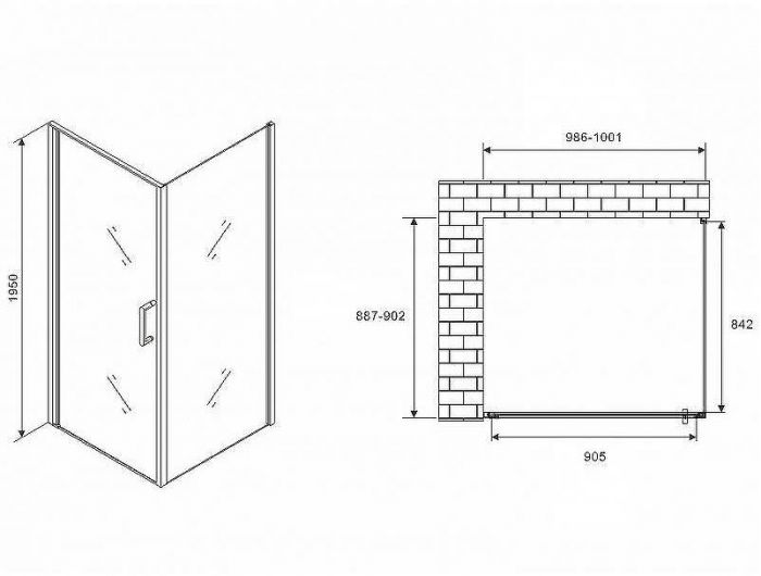 Душевой уголок Abber Sonnenstrand 100х90 AG04100M-S90M профиль Хром стекло матовое
