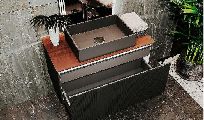 Тумба под раковину Jorno Strong 100 Str.01.100/P/A подвесная Антрацит