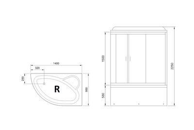Душевая кабина Royal Bath RB 140ALP-C-CH (матовое) правая