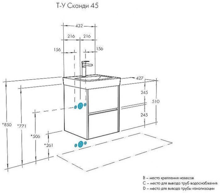 Тумба под раковину Aquaton Сканди 45 1A251601SD010 подвесная Белая