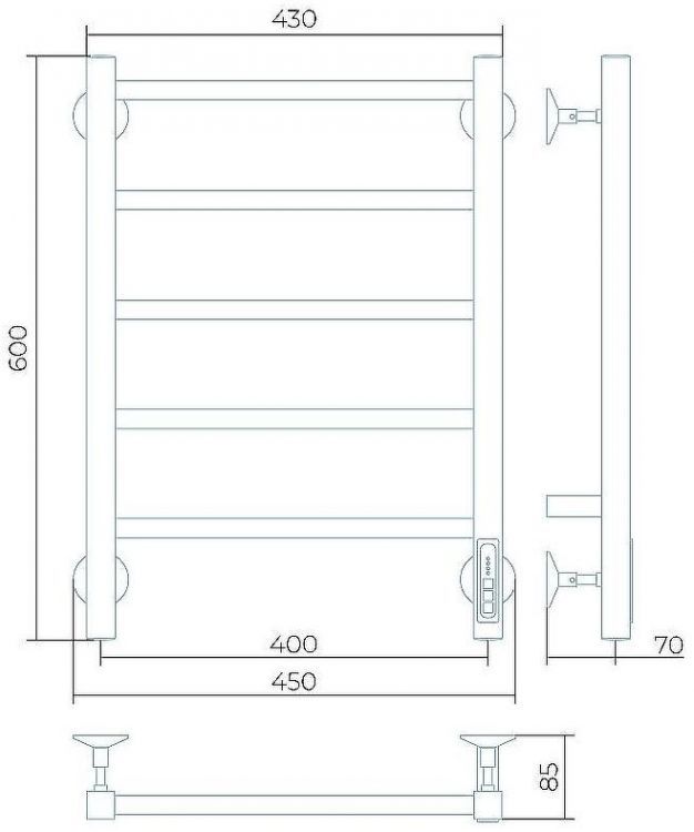 Электрический полотенцесушитель Larusso Феличия КС П5 400х600 4670078536648 Белый
