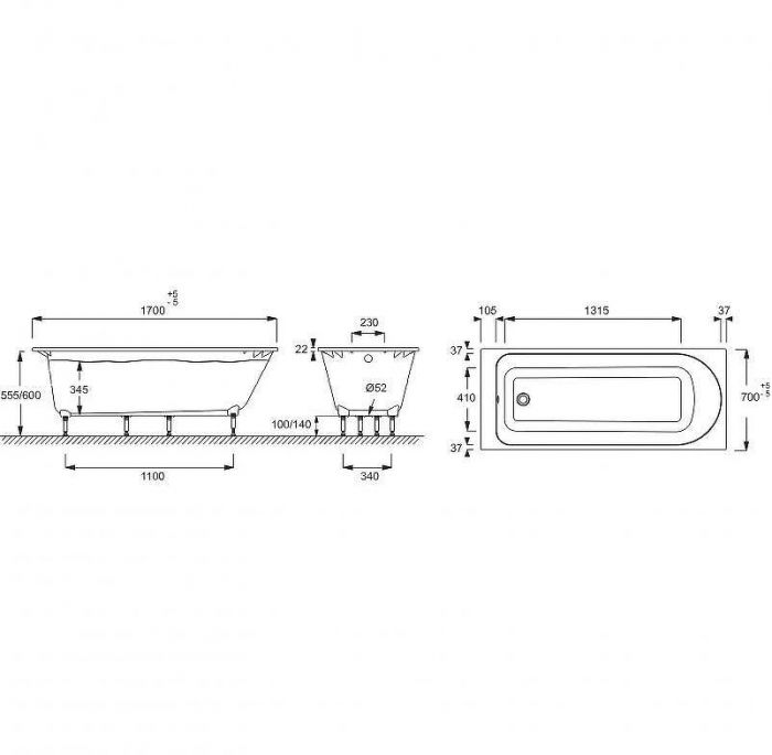 Ванна из материала Flight Jacob Delafon Odeon Rive Gauche 170x70 E6D151-00 без гидромассажа