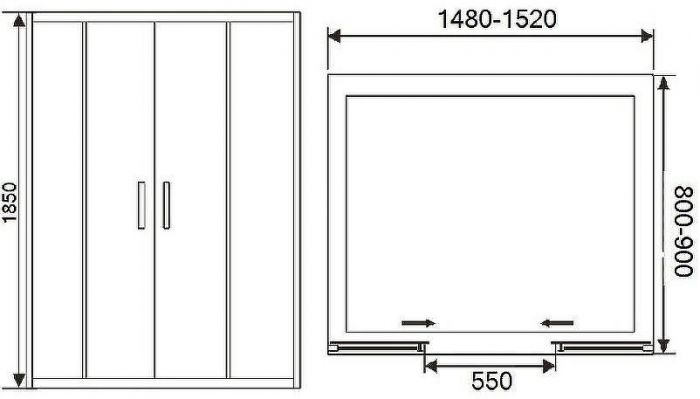 Душевая дверь River Dreike 150 МТ 10000002357 профиль Матовый хром стекло матовое