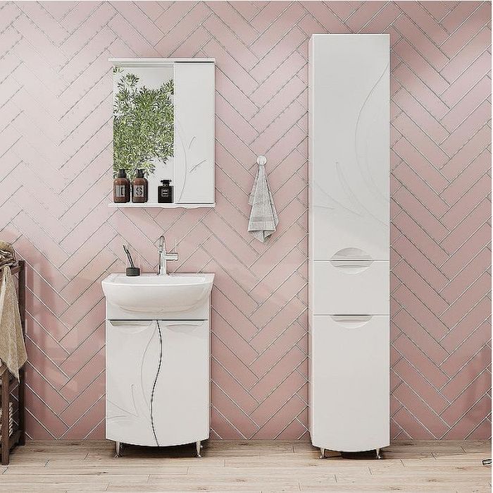 Зеркало со шкафом Volna Adel 50 R zsADEL50.R-01 с подсветкой Белое