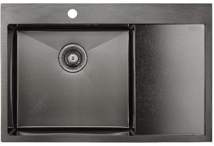 Кухонная мойка Paulmark Kroner 78F L PM217851-GML Вороненая сталь