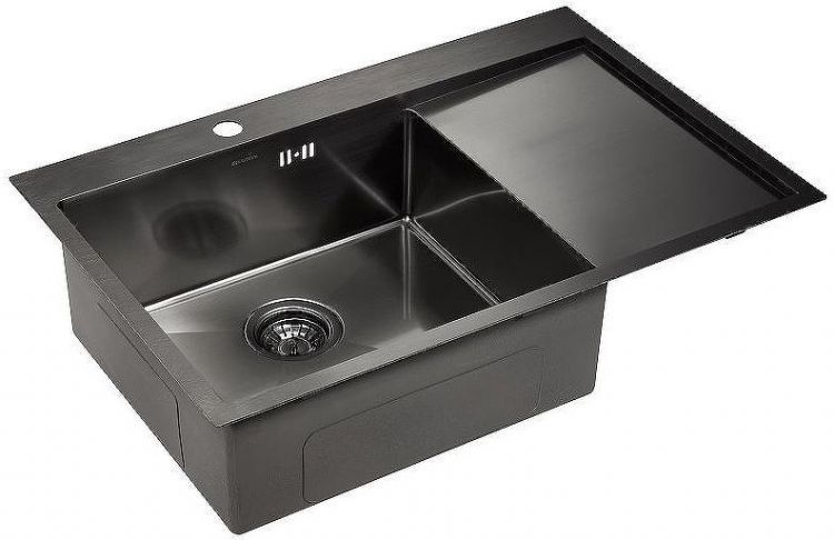 Кухонная мойка Paulmark Kroner 78F L PM217851-GML Вороненая сталь