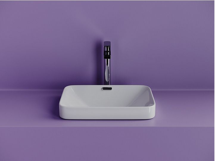 Раковина встраиваемая сверху CERAMICANOVA Element с отверстием слива - перелива прямоугольной формы CN6078