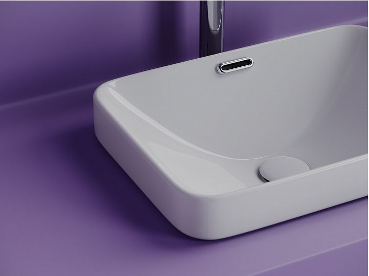 Раковина встраиваемая сверху CERAMICANOVA Element с отверстием слива - перелива прямоугольной формы CN6078