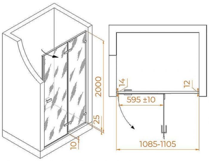 Душевая дверь RGW Stilvoll SV-004 110 353200411-21 профиль Хром стекло матовое
