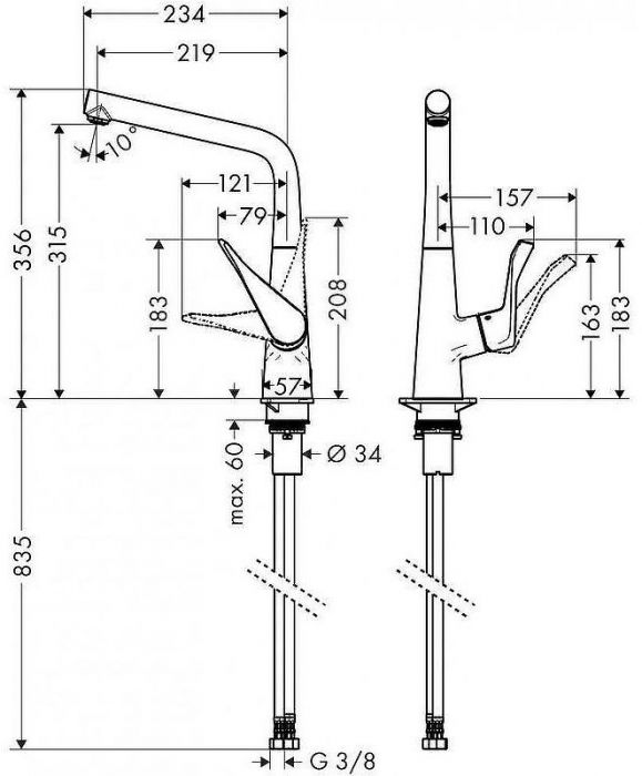 Смеситель для кухни Hansgrohe Metris 14822000 Хром