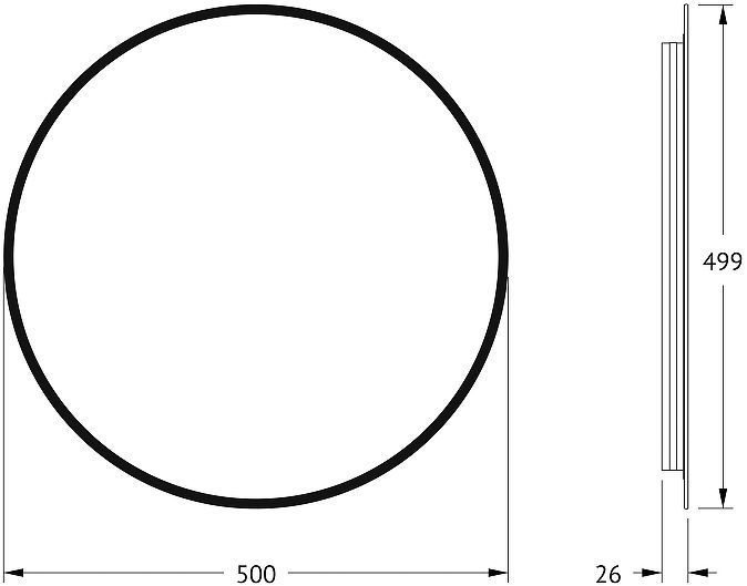 Зеркало Defesto Aura 50х50 DF 2992 с подсветкой 12W-3000K/Без выключателя/Теплый белый свет/Черная рама
