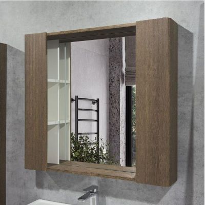 Зеркало со шкафом Comforty Ангара 90 00-00019939 с подсветкой цвет Дуб темно-коричневый с бесконтактным выключателем